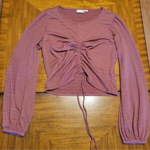 SO Mauve Long Sleeve Crop Top Rouched smocked